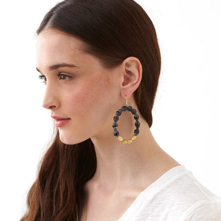 Black Bead Hoop Earrings - Swaziland