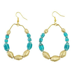 Turquoise Bead Hoop Earrings - Swaziland